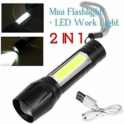 USB Rechargeable Handheld Flashlight COB LED Torch Light