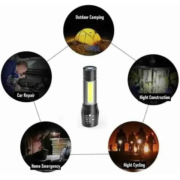 USB Rechargeable Handheld Flashlight COB LED Torch Light