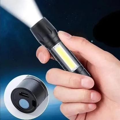 USB Rechargeable Handheld Flashlight COB LED Torch Light