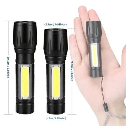 USB Rechargeable Handheld Flashlight COB LED Torch Light
