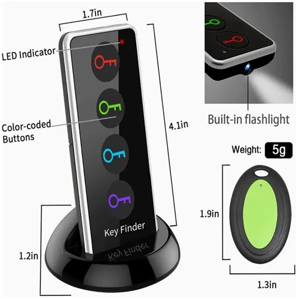 Key Finder, 1 RF Transmitter & 4 Receivers