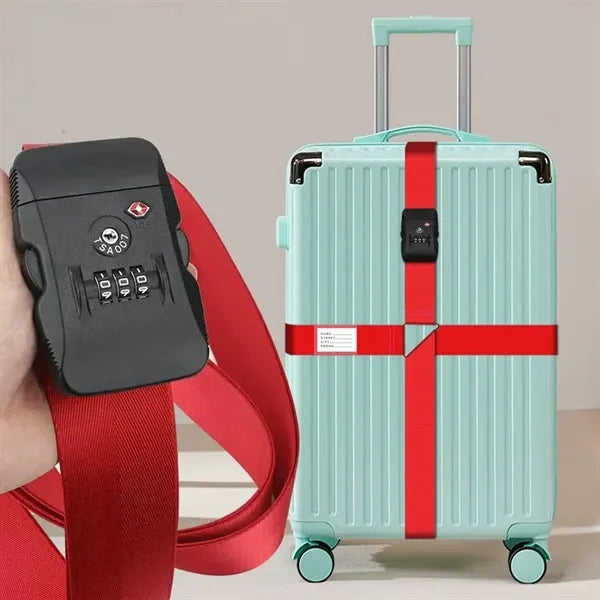 Cross Adjustable Suitcase Luggage StrapW/ Lock