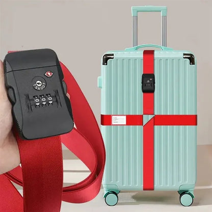 Cross Adjustable Suitcase Luggage StrapW/ Lock