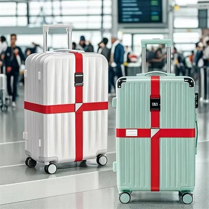 Cross Adjustable Suitcase Luggage StrapW/ Lock