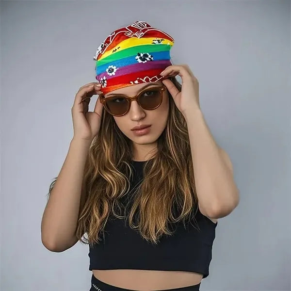 Multipurpose Pride Day Rainbow Bandana Square Scarf