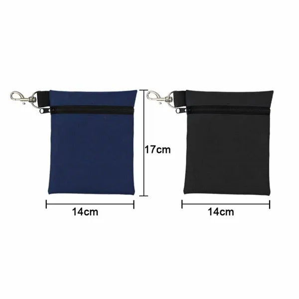 Portable Golf Ball Pouch with Zipper and Clip Hook