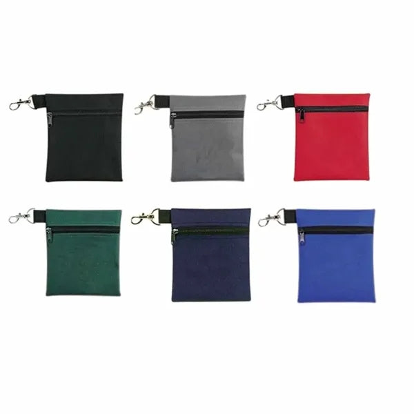 Portable Golf Ball Pouch with Zipper and Clip Hook
