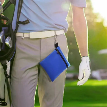 Portable Golf Ball Pouch with Zipper and Clip Hook