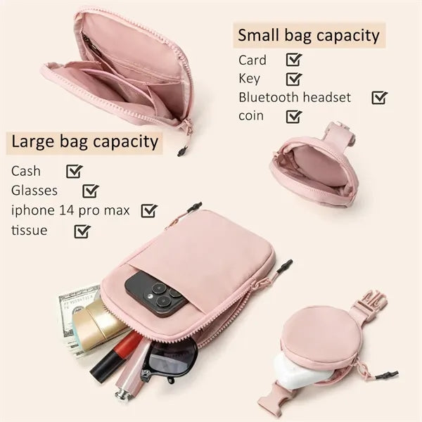 Adjustable Crossbody Belt Bag with Removable Small Pouch