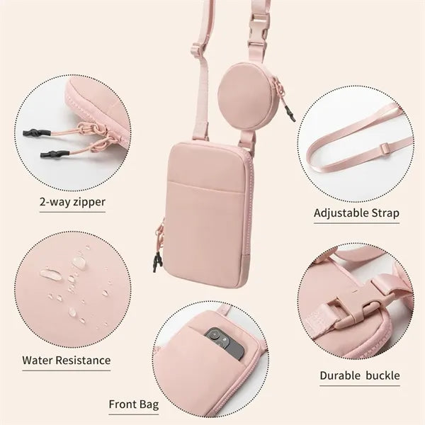 Adjustable Crossbody Belt Bag with Removable Small Pouch