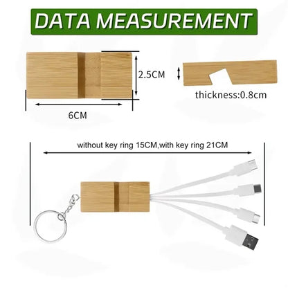 Eco Biodegradable Bamboo Charging Cord Keychain