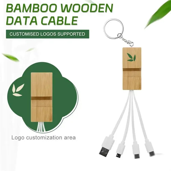 Eco Biodegradable Bamboo Charging Cord Keychain