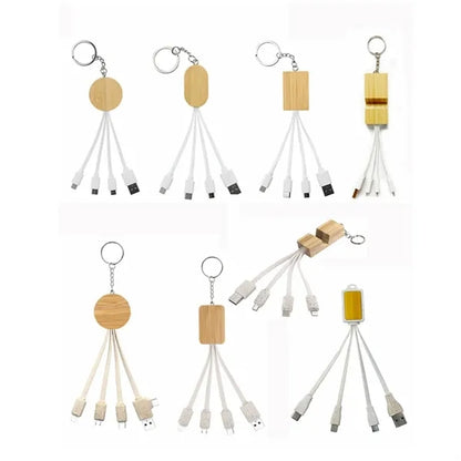 Eco Biodegradable Bamboo Charging Cord Keychain