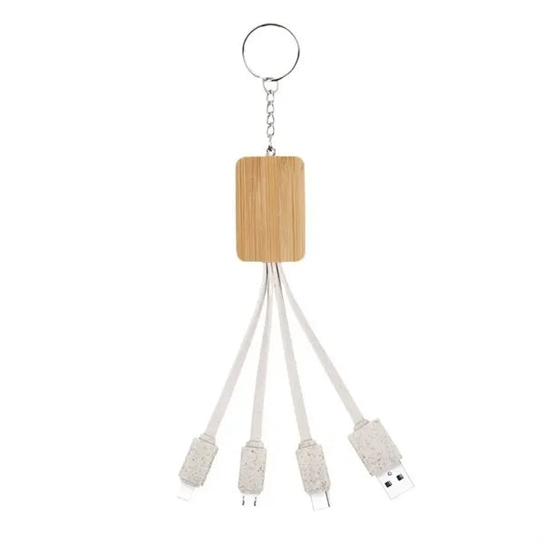 Eco Biodegradable Bamboo Charging Cord Keychain