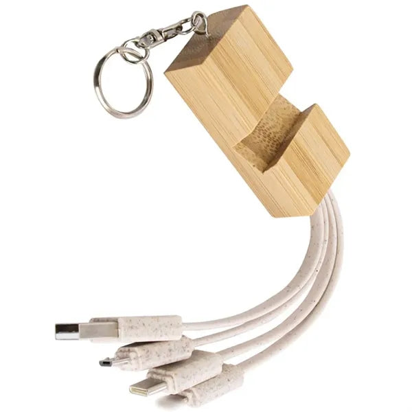 Eco Biodegradable Bamboo Charging Cord Keychain