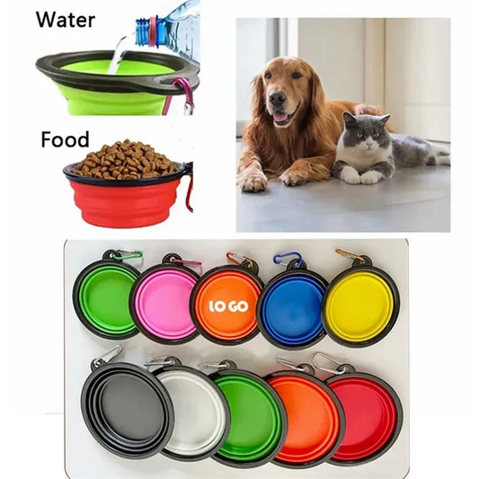 Silicone Collapsible Pet Bowl With Carabiner