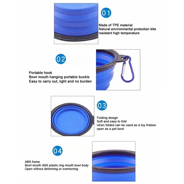 Silicone Collapsible Pet Bowl With Carabiner