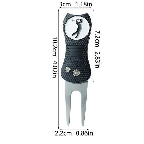 Golf Switchblade Divot Tool with Magnetic Ball Marker