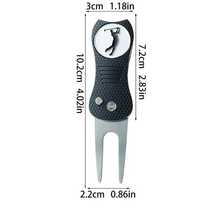 Golf Switchblade Divot Tool with Magnetic Ball Marker