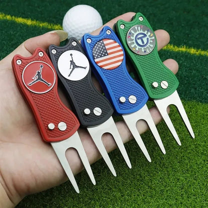 Golf Switchblade Divot Tool with Magnetic Ball Marker