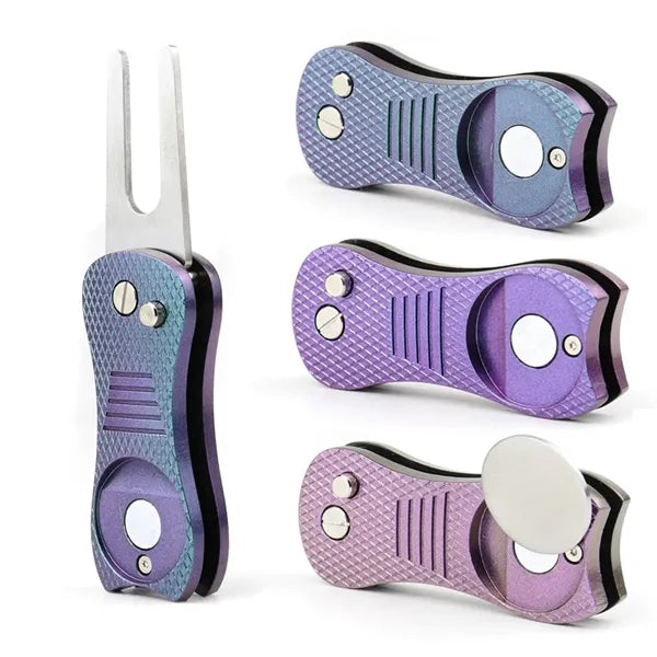 Golf Switchblade Divot Tool with Magnetic Ball Marker
