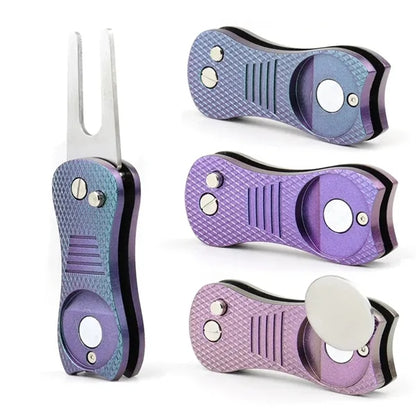 Golf Switchblade Divot Tool with Magnetic Ball Marker