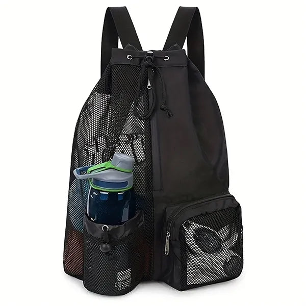 Mesh Drawstring Backpack with Wet Pocket