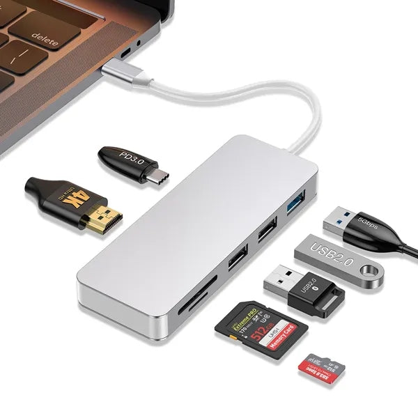 7 in 1 USB Type C Hub HDMI Multi-Port Adapter for Laptops