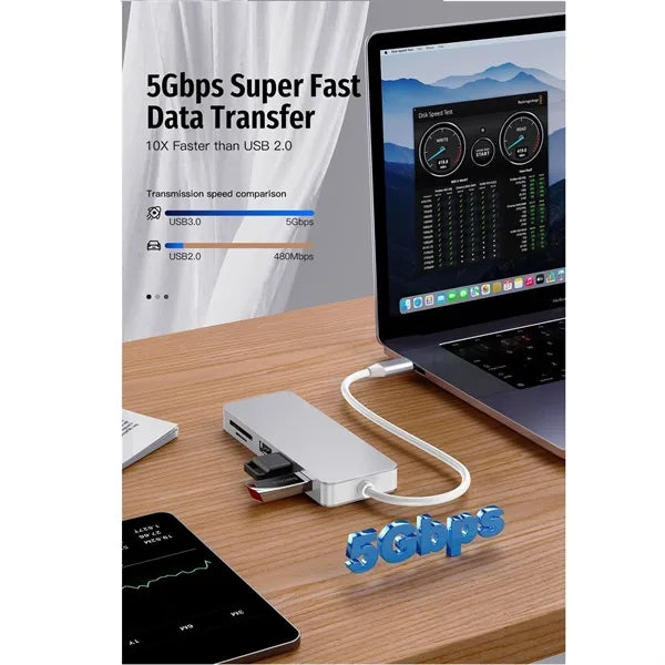 7 in 1 USB Type C Hub HDMI Multi-Port Adapter for Laptops