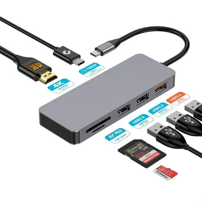 7 in 1 USB Type C Hub HDMI Multi-Port Adapter for Laptops
