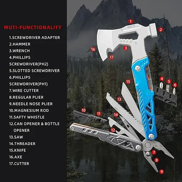 Multifunctional Camping Tool Axe with Hammer