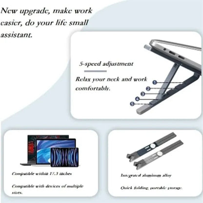 Adjustable Aluminum Laptop Cooling Stand Portable Foldable