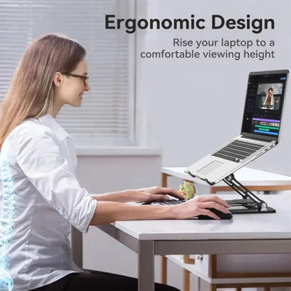Adjustable Laptop And Phone Stand Foldable Ergonomic Riser