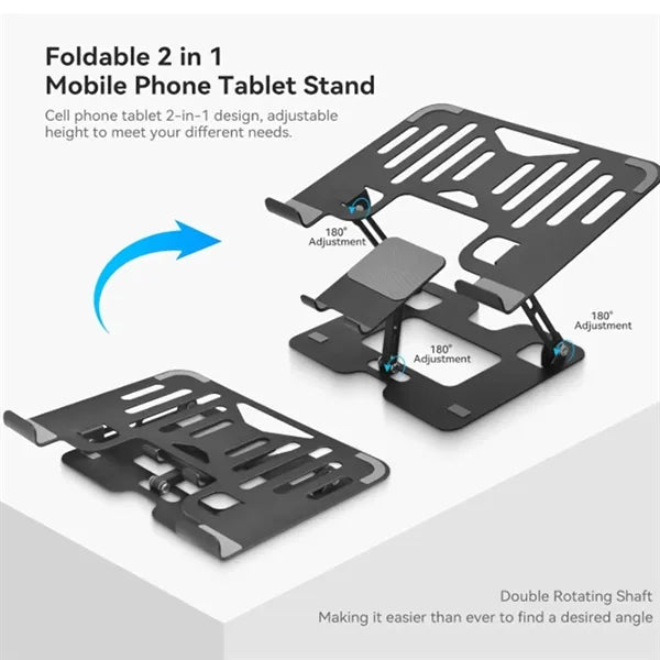 Adjustable Laptop And Phone Stand Foldable Ergonomic Riser