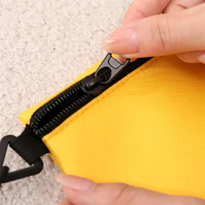 Portable Canvas Coin Pouch With Zipper And Wrist Strap