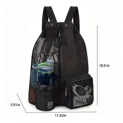 Mesh Drawstring Swim Bag With Wet Pocket For Beach Gym Gear
