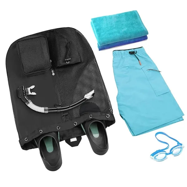 Mesh Drawstring Swim Bag With Wet Pocket For Beach Gym Gear