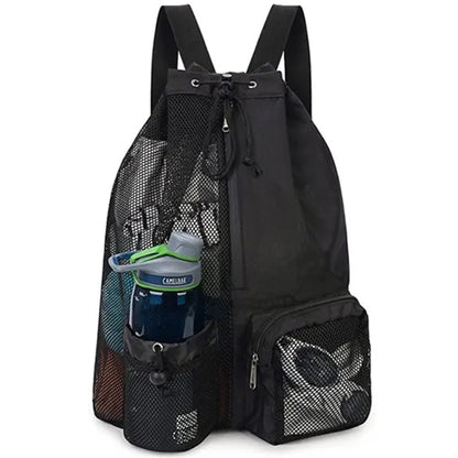 Mesh Drawstring Swim Bag With Wet Pocket For Beach Gym Gear