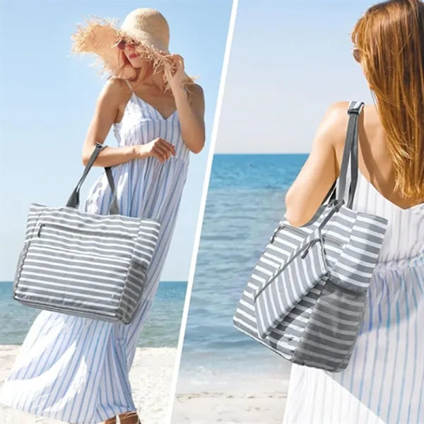 Large Waterproof Beach Tote Bag With Zipper Pouch Pockets