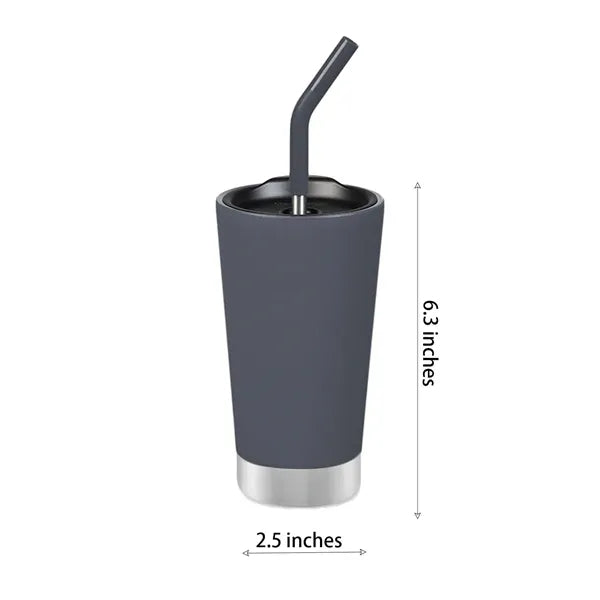 17OZ Stainless Steel Tumbler with Silicon Straw