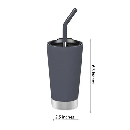 17OZ Stainless Steel Tumbler with Silicon Straw