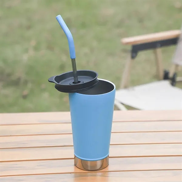 17OZ Stainless Steel Tumbler with Silicon Straw