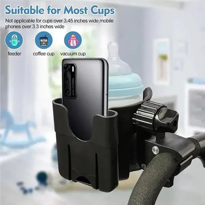 Stroller Cup Holder Attachment with Phone Holder
