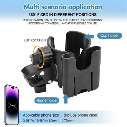 Stroller Cup Holder Attachment with Phone Holder
