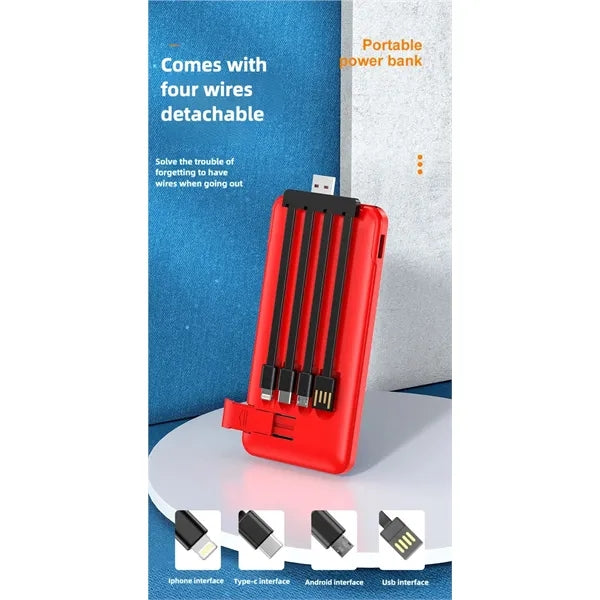 10000 mAh Power Bank With Charging Cable