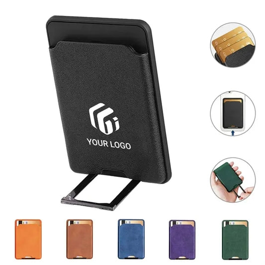 Slim magnetic mobile magsafe wallet card holder with stand