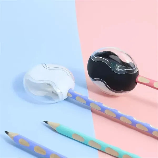 Round Pencil Sharpener With Built-In Eraser And Cover