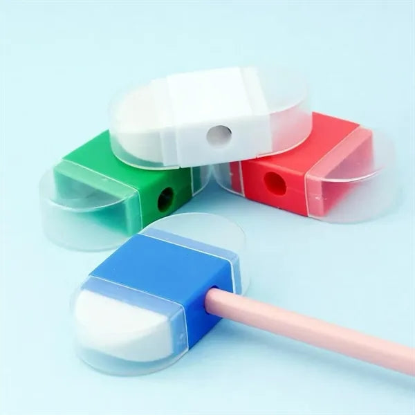 Dual-Function Pencil Sharpener With Built-In Eraser