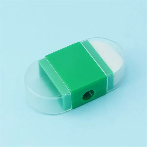 Dual-Function Pencil Sharpener With Built-In Eraser