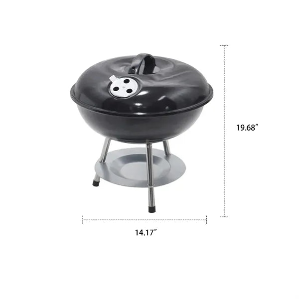 Portable Charcoal BBQ Grill with Locking Lid Camping